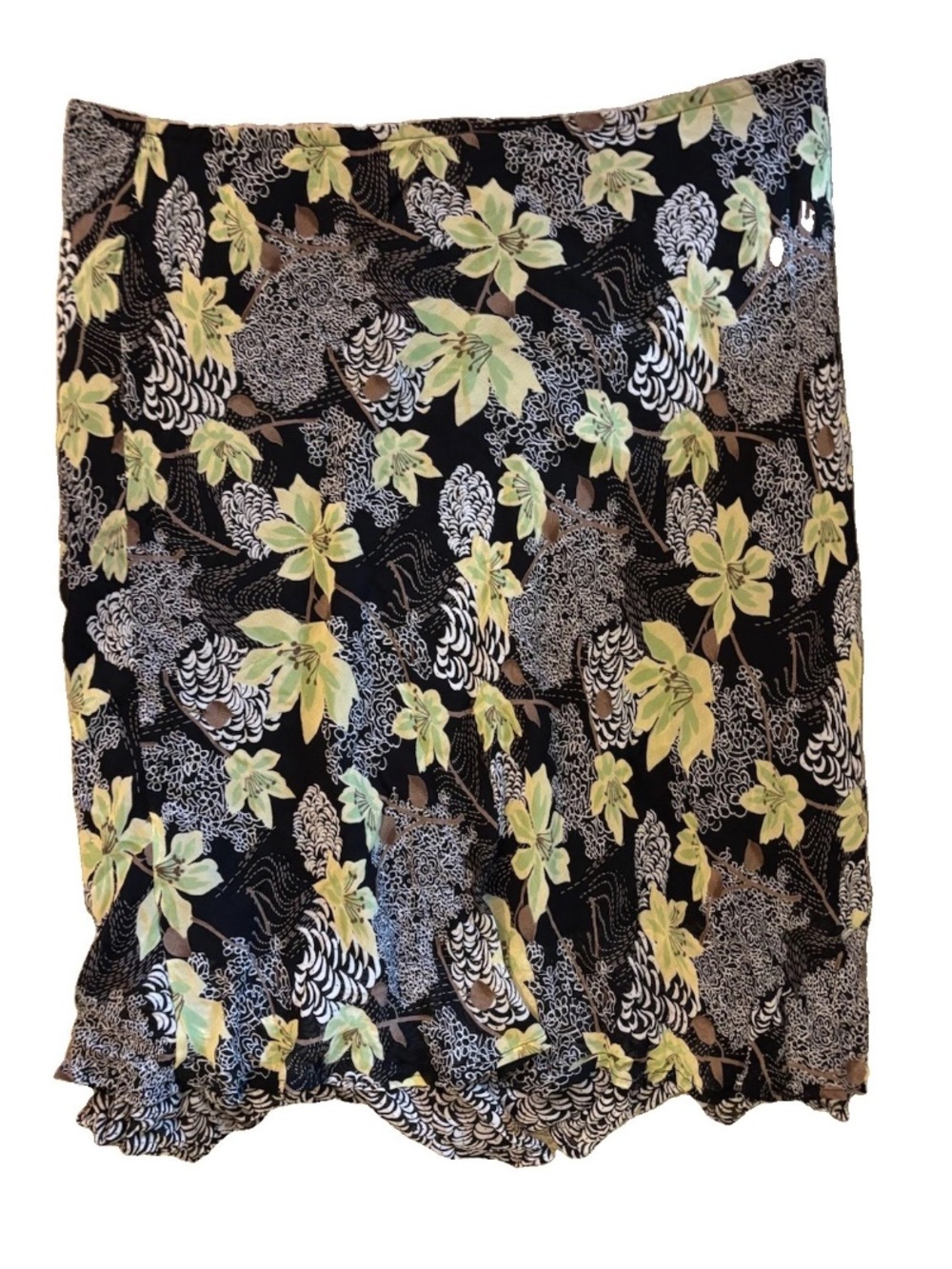 JM Collection Size 18W Black And Green Floral Pattern Rayon Skirt